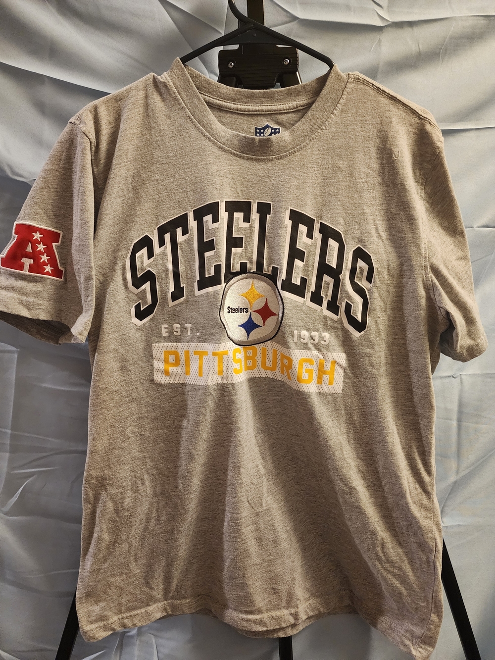 NFL Pittsburgh Steelers Gray Tee with Yellow & Black Logo